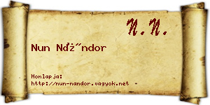 Nun Nándor névjegykártya